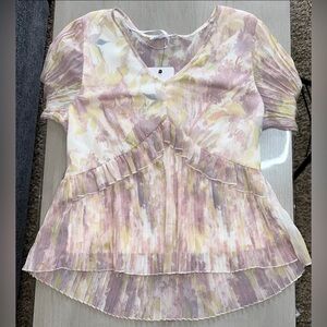 DR2 Women's Small Floral Long Sleeve Blouse Top